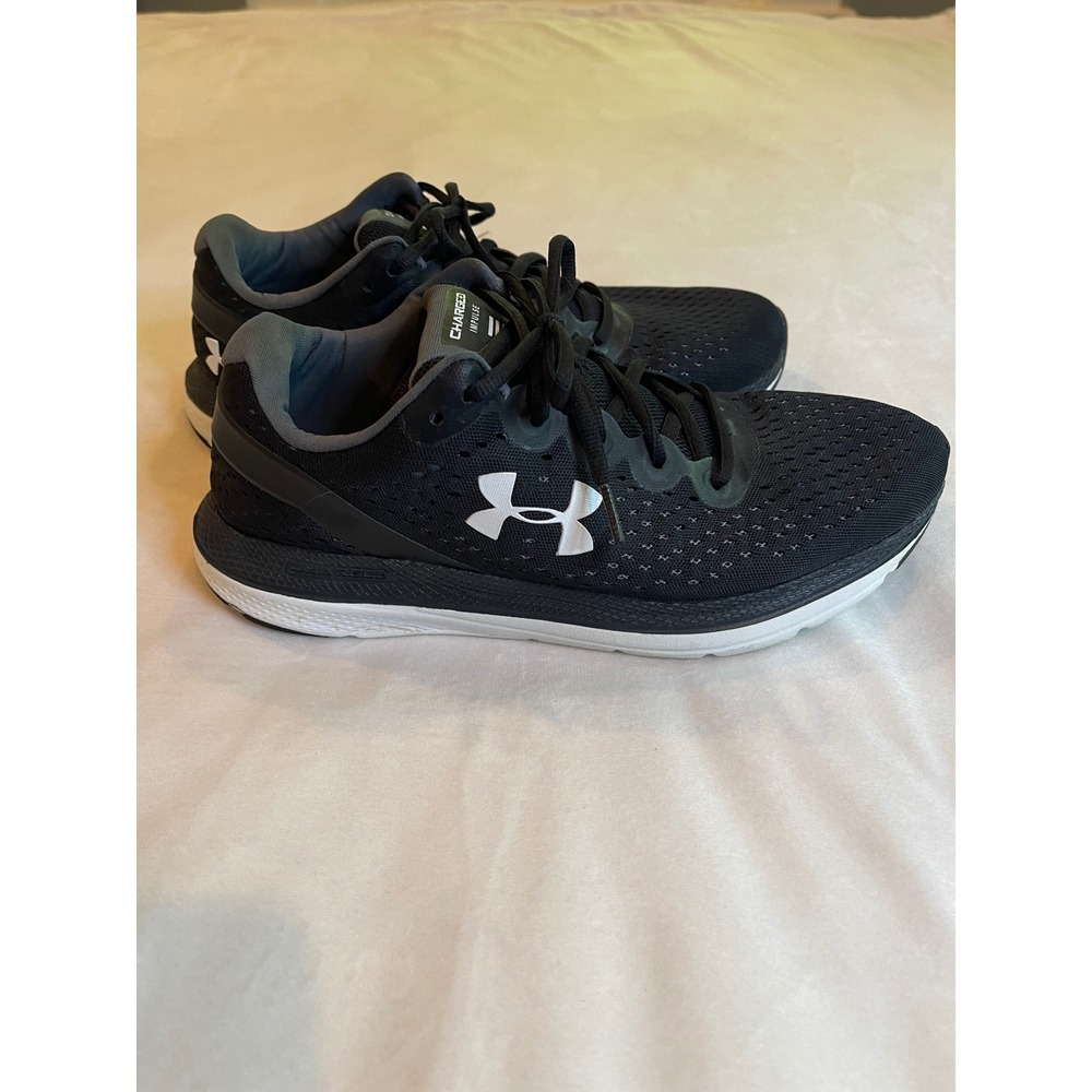 Under Armour Charged Impulse Black White Running Shoes Womens Size 10